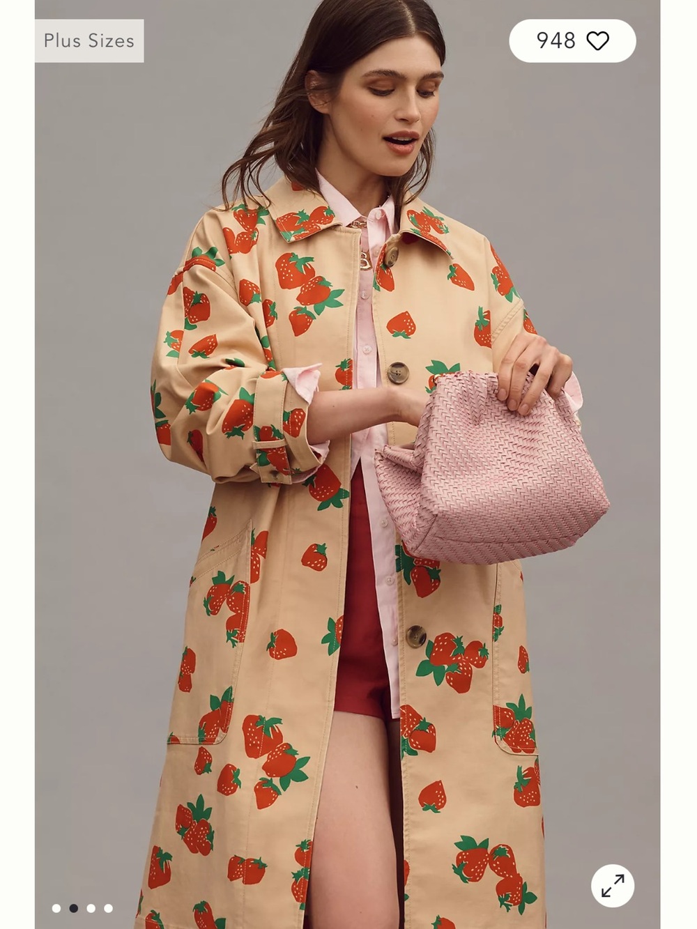 Maeve Strawberry Print Car Coat from Anthropologie Small - Picture 2 of 11